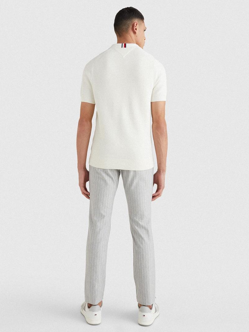 Férfi Tommy Hilfiger Regular fit knit Polos Fehér | HU 1081BEX